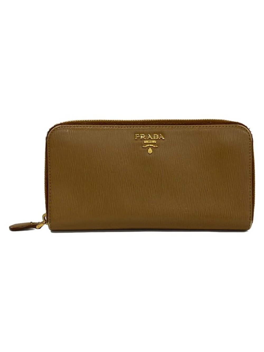 Prada Wallet Brown Zip Around Leather
